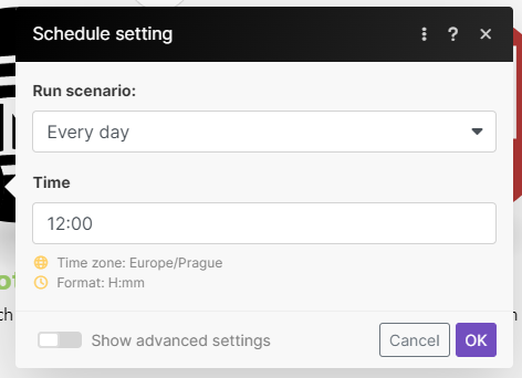 Schedule scenario